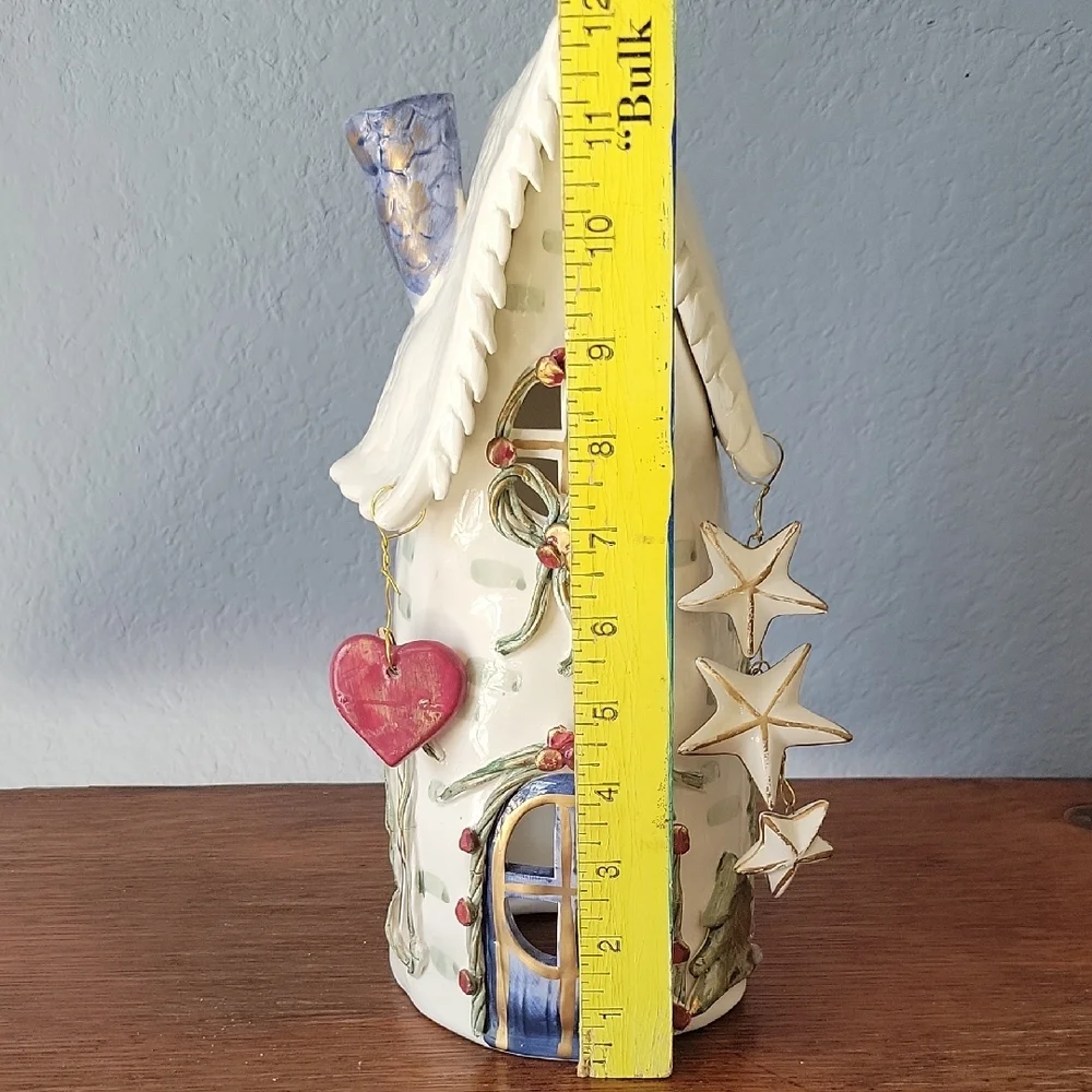 Ceramic Holiday House with Stars and Heart